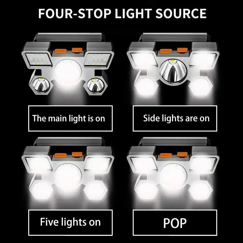 Rechargeable LED Headlamp Powerful for Fishing Hunting Camping Hiking - Adjustable Bright Front Torch Lanterns