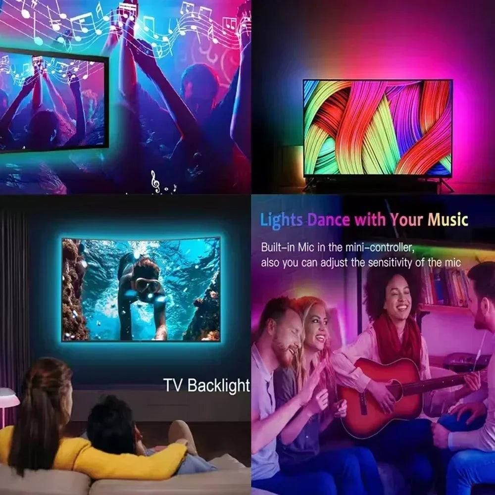 Led Strip Lights Bluetooth Control RGB LED Lights for TV USB 5V Led Tape for TV Backlight Room Party Decoration Party Wedding