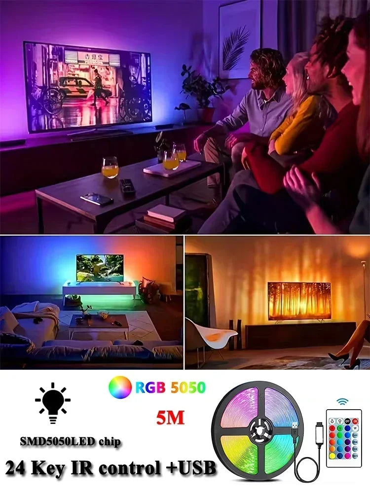 Led Strip Lights Bluetooth Control RGB LED Lights for TV USB 5V Led Tape for TV Backlight Room Party Decoration Party Wedding