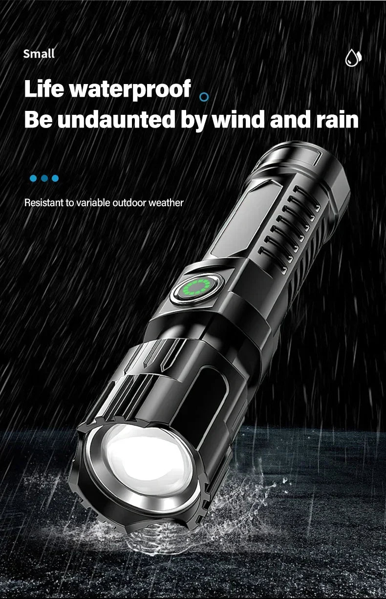 High-power Led Flashlight USB Rechargeable Torch Zoomable Light with Built-in Battery Camping Hiking Lantern Emergency Lamp