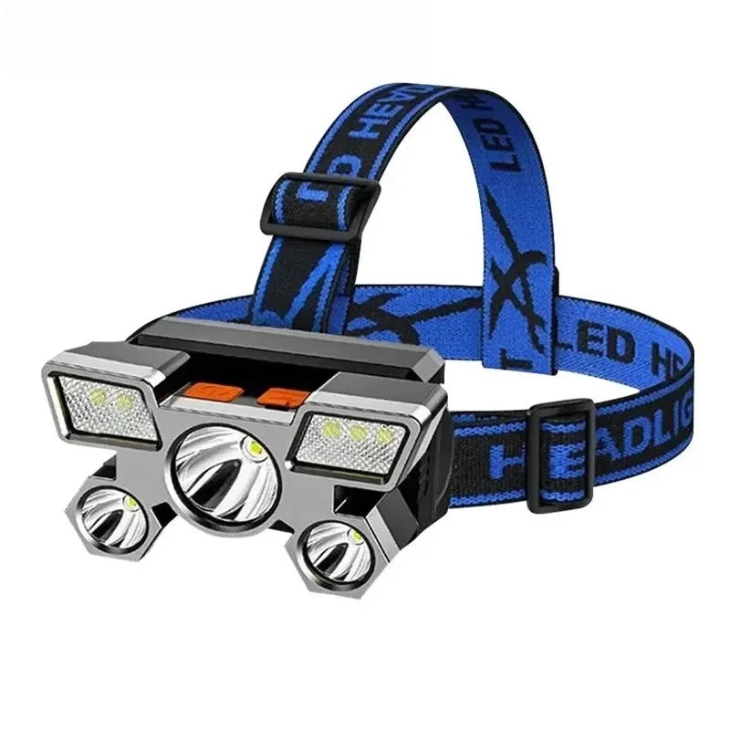 Rechargeable LED Headlamp Powerful for Fishing Hunting Camping Hiking - Adjustable Bright Front Torch Lanterns