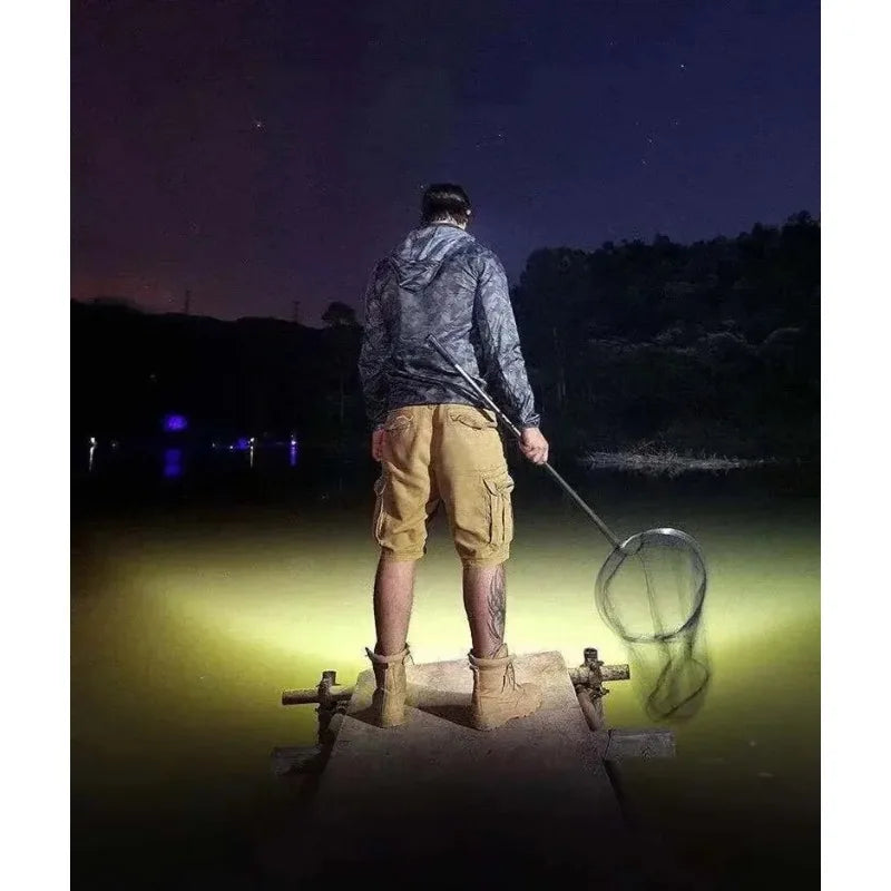 Rechargeable LED Headlamp Powerful for Fishing Hunting Camping Hiking - Adjustable Bright Front Torch Lanterns